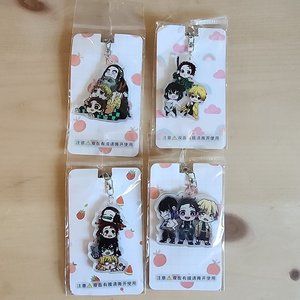 Fan Art‎ Demon Slayer Set of 4 Anime Acrylic Keychains